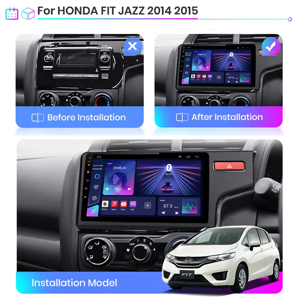 For Honda FIT JAZZ Left Right 2014-2017 Car Radio Stereo Player Support DVR Tablet WiFi GPS Navigation No DVD 9 Inch Android 13