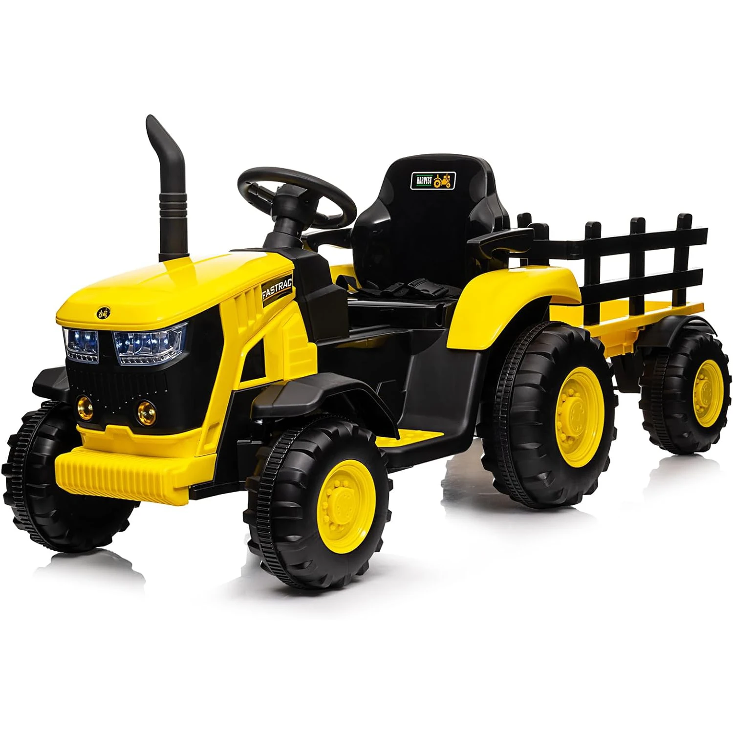Tracteur de jouets pour enfants, alimenté par batterie 12V, avec télécommande, double moteur 35W, Bluetooth, musique, changement de vitesse à 3 vitesses, ceinture de sécurité pour 3-6 ans
