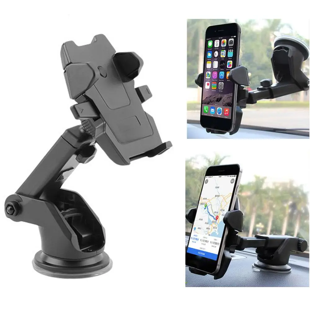 

Black Universal Long Neck Adjustable Windshield Mobile Mount Silicon Sucker Car Phone Holder 360 Rotate