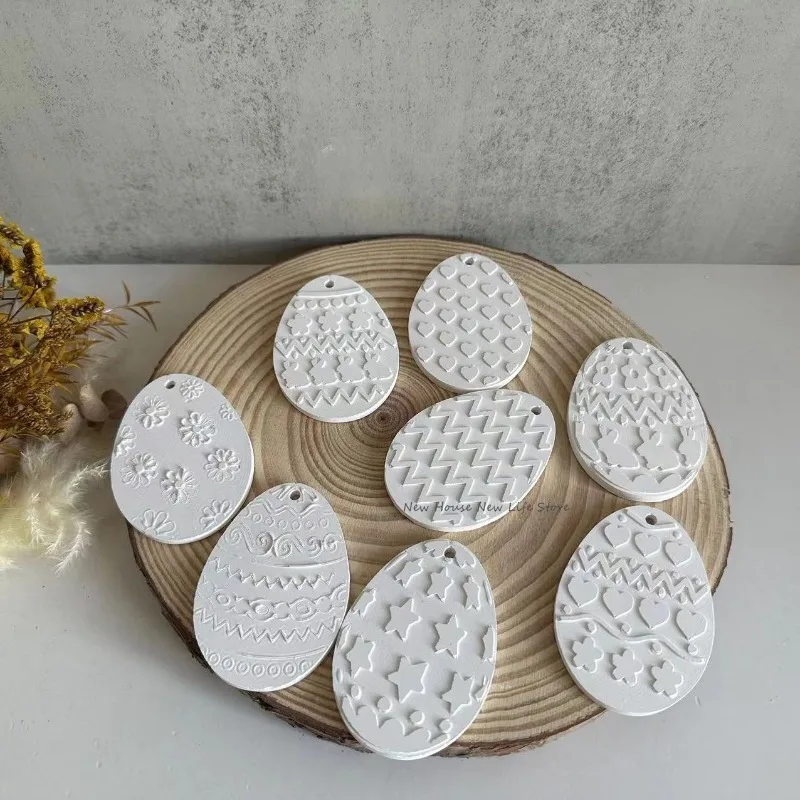 DIY Easter Egg Pendant Resin Mold Holiday Decoration Eggs Cement Gypsum Silicone Molds Egg Keychain Resin Mold Home Ornaments