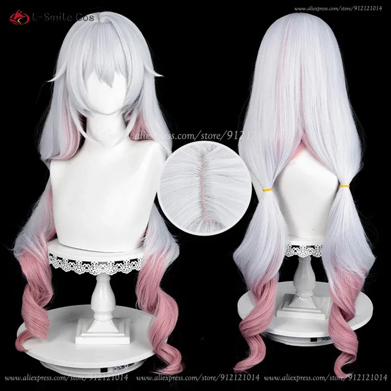 

Theresa Apocalypse, парик для косплея, 90 см, серебристый, белый, розовый, вьющиеся парики, термостойкие синтетические волосы, костюмы аниме, парик для женщин