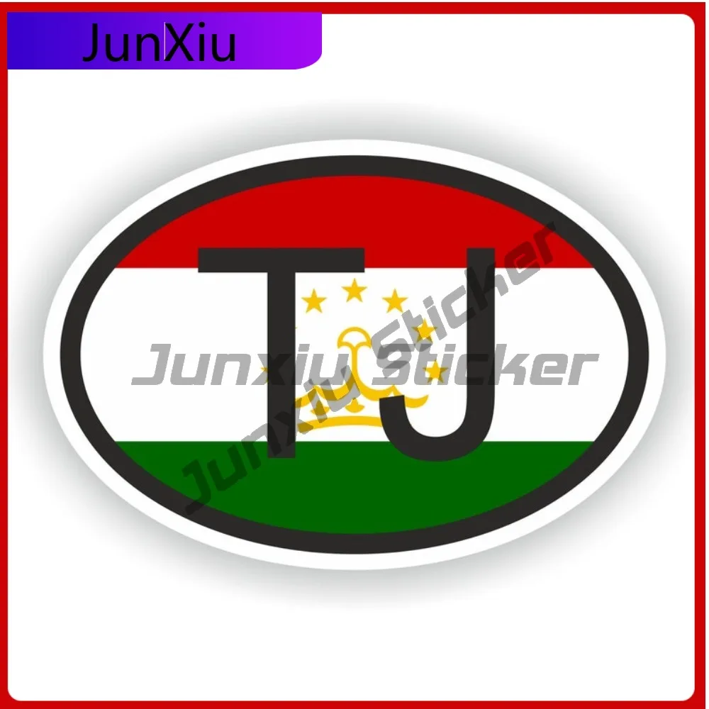 

Tajikistan Country Code Tj Oval Sticker With Flag Waterproof Decals Truck Camper Decals And Graphics Scratch Cover Stickers Pvc