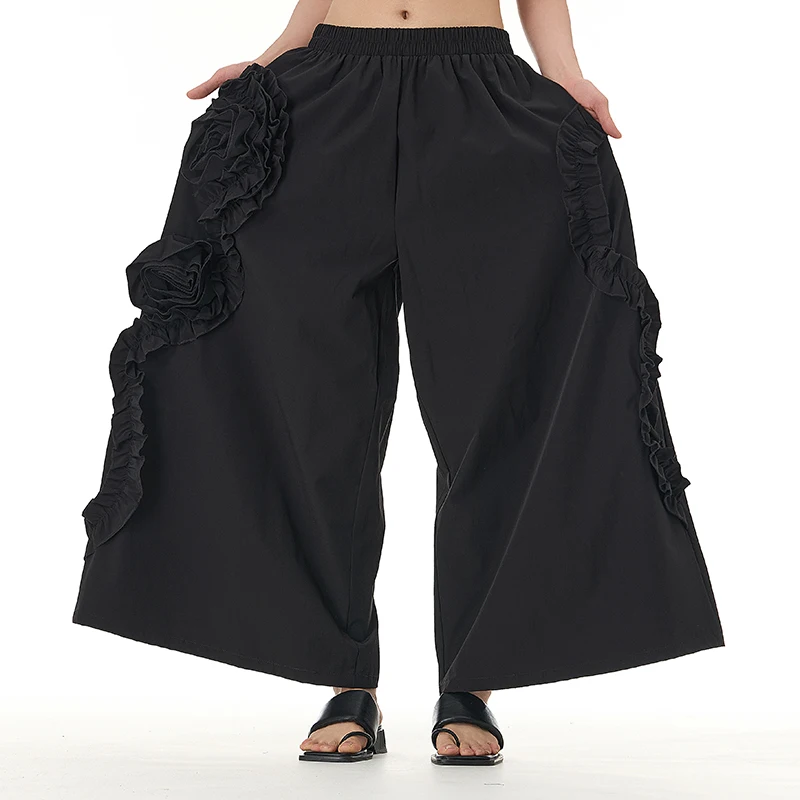 2025 spring/summer new plus size women\'s clothing Yamamoto dark loose slimming wide leg pants fat mm casual pants 31658