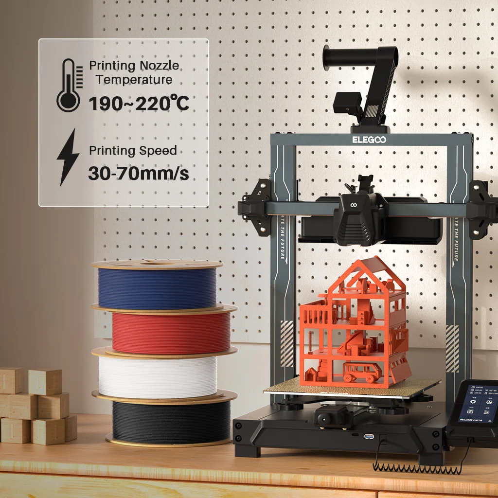 ELEGOO Filamento PLA fosco de 1KG 1,75 mm, precisão dimensional do filamento da impressora 3D FDM +/- 0,02 mm, carretel de papelão de 1 kg