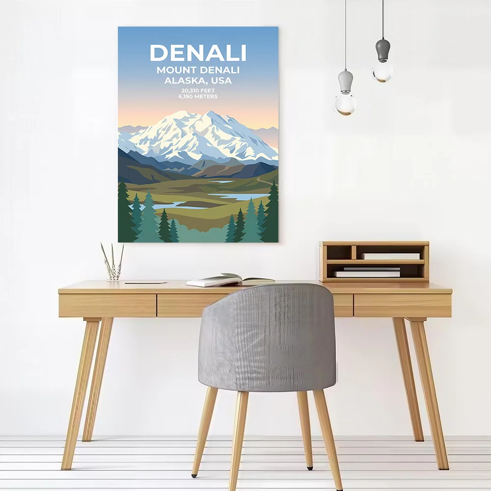 Denali Mount Denali Alaska USA Canvas Wall Art Poster Custom Photo Print Modern Painting for Fans Home Decor Ornaments Bedroom