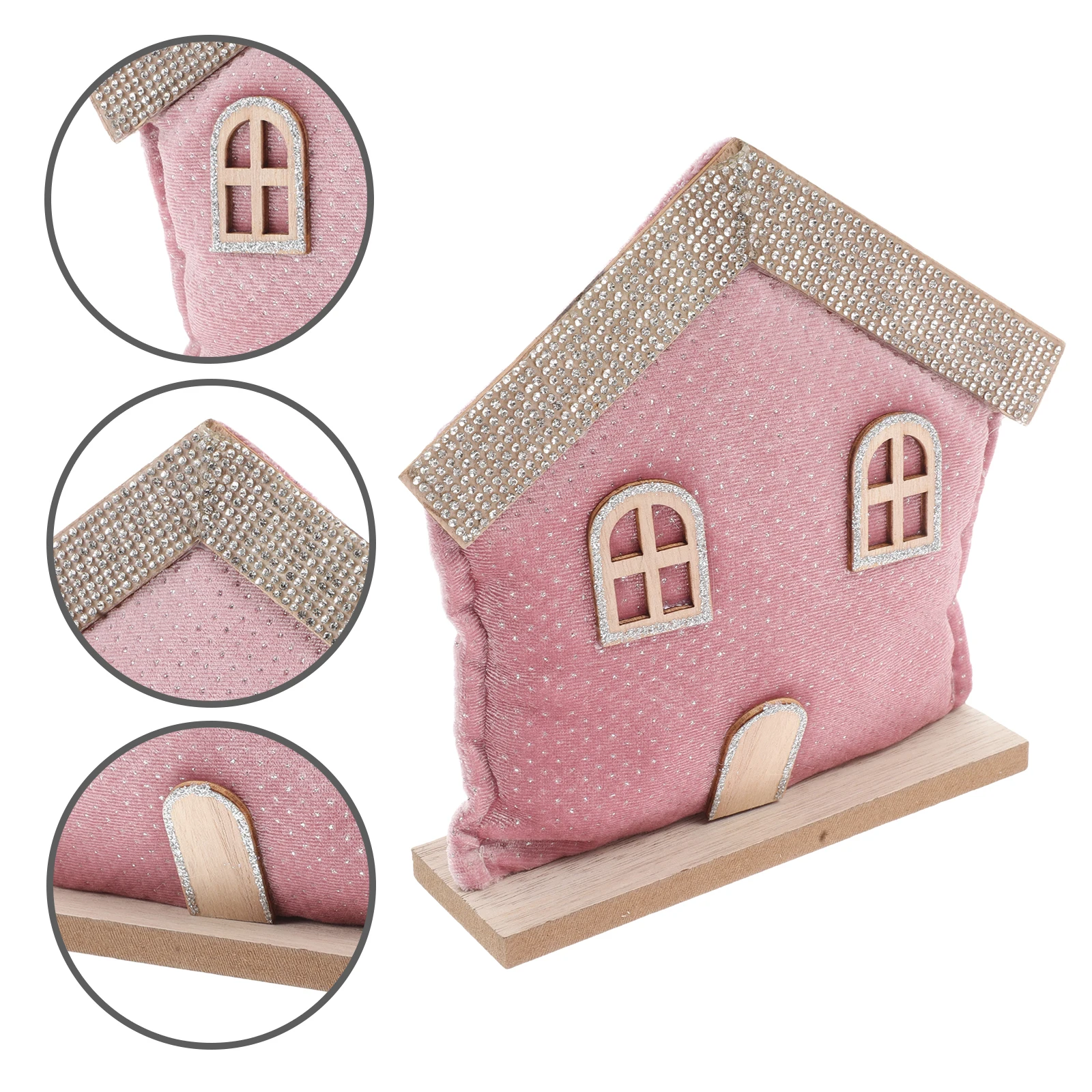 

1pcs Small House Decorations Elegant Handcrafted Christmas Statue Safe Materials Lint PP Festive Atmosphere Holiday