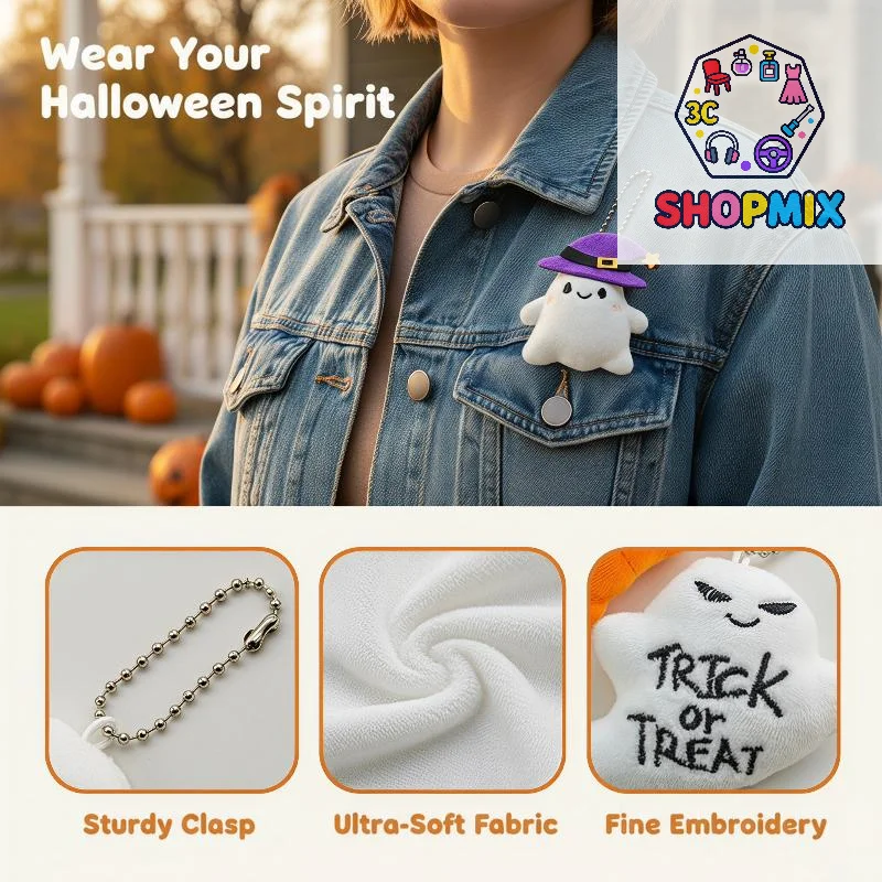 Halloween Plush Keychain for Women, Cartoon Pumpkin Ghost Bat Witch Hat Bag Charm Pendant, Party Decoration Gift Accessories