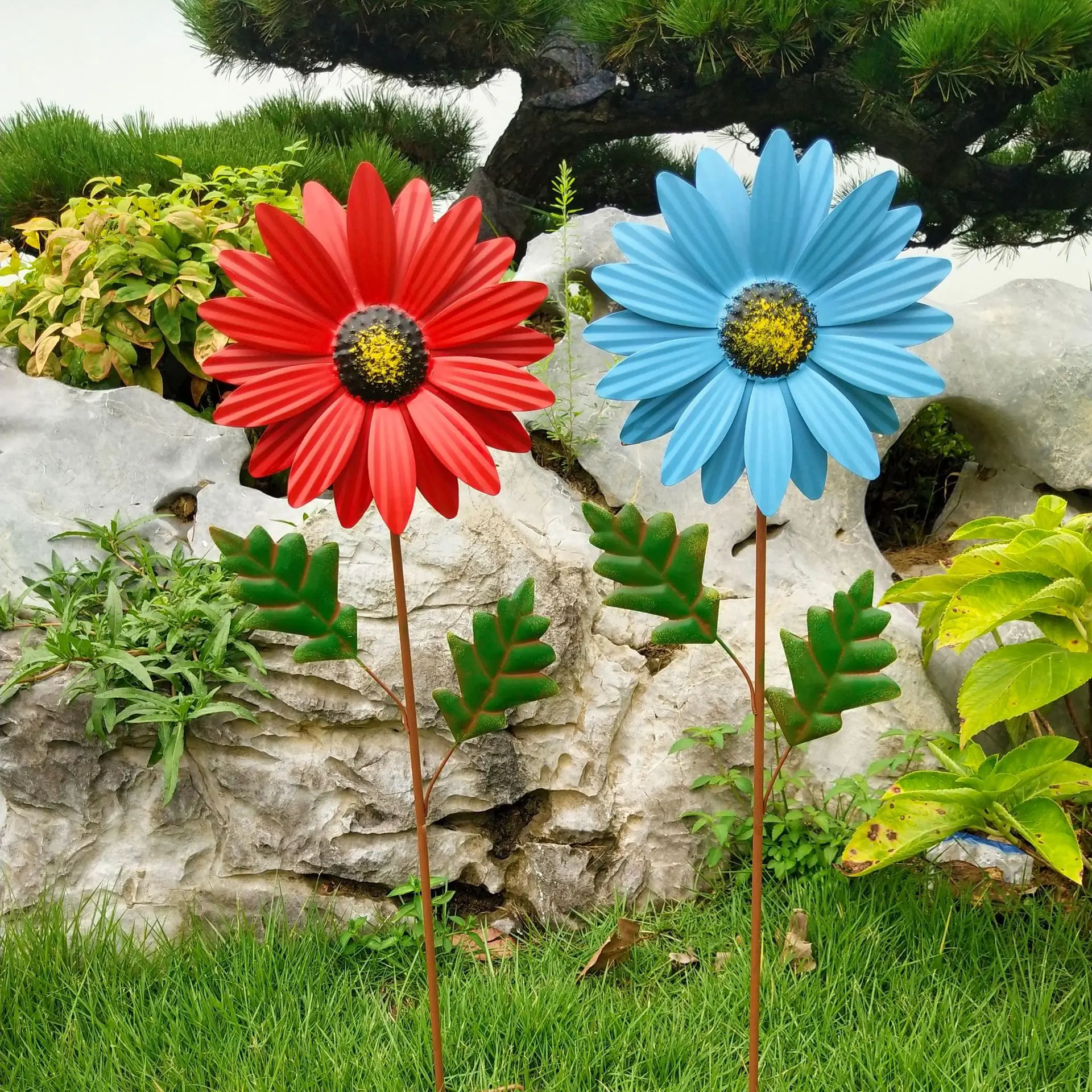 Outdoor Garden Decorative Stacks Iron Sunflower Art Villa Courtyard Lawn Flower Arrangement Home Landscape Layout