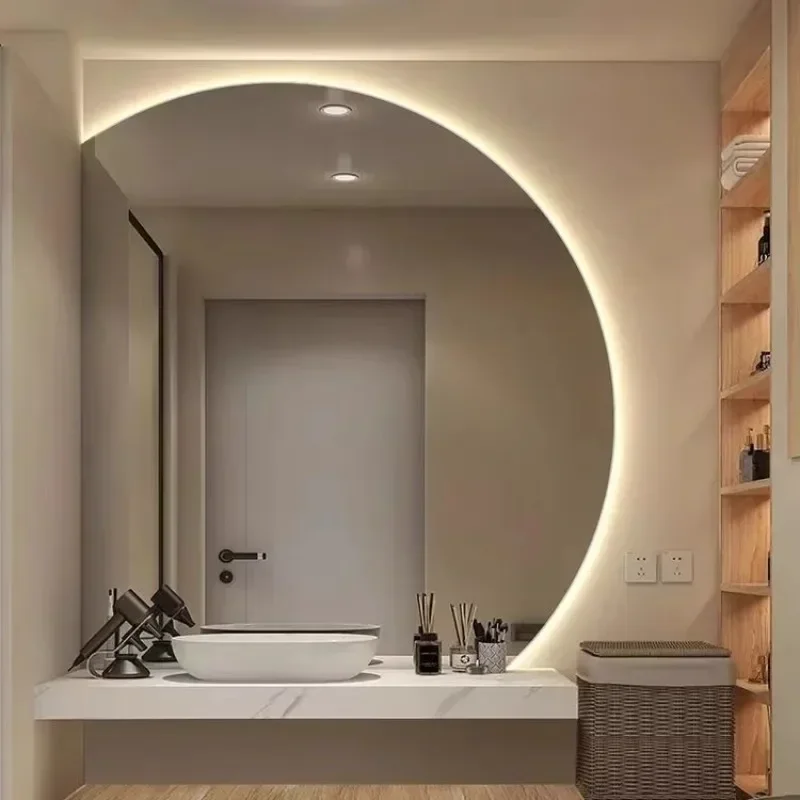 ^Cute Bathroom Mirror Modern Light Makeup Items Luxury Nordic Aesthetic Mirror Portable Moon Custom Espelhos Home Decorations