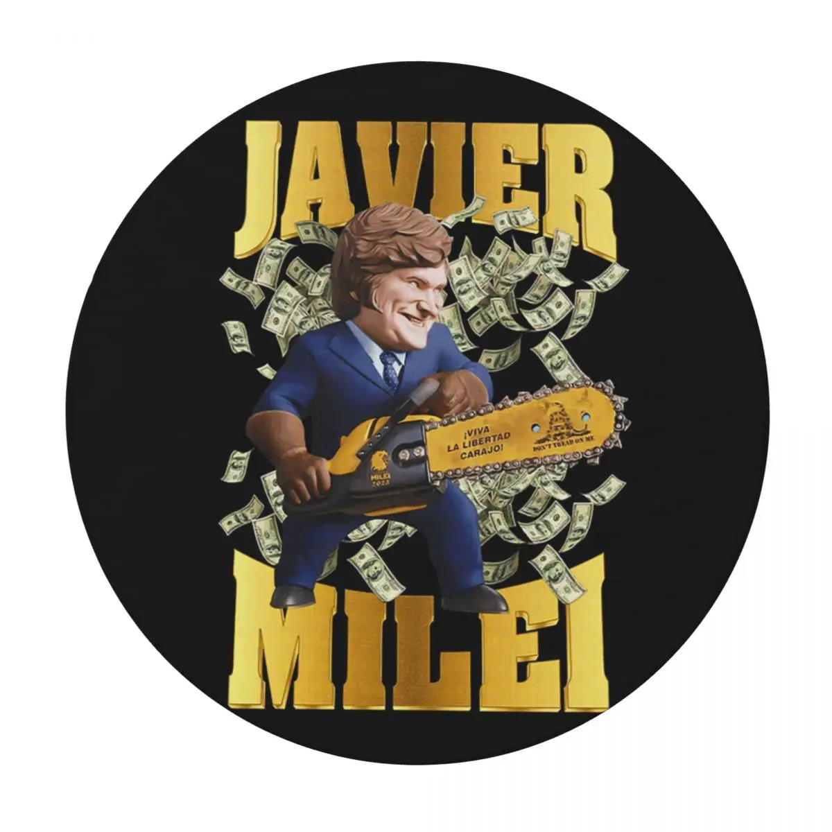 Javier Milei Currency Waterproof Round Tablecloth Oilproof Table Cloth for Kitchen Events Dining Table Cover