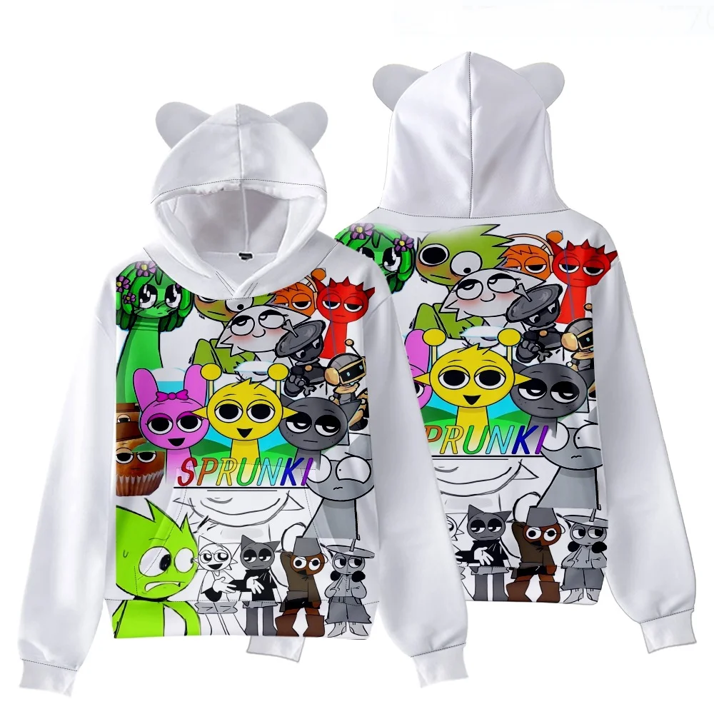 2024 Sprunki Hoodie incredibox Wenda Pinki Sweatshirt Funny Cartoon Game Figure Graphic Raddy plush Clothes Costume For Kids