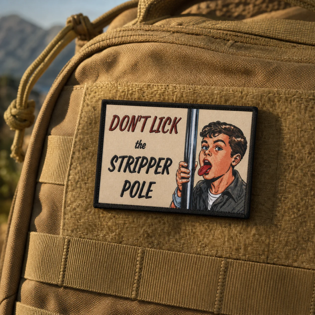 Don't Lick The Stripper Pole Funny Patch Vintage Humor Morale Badge Hook Loop Applique for Tactical Vest Backpack Airsoft Gear