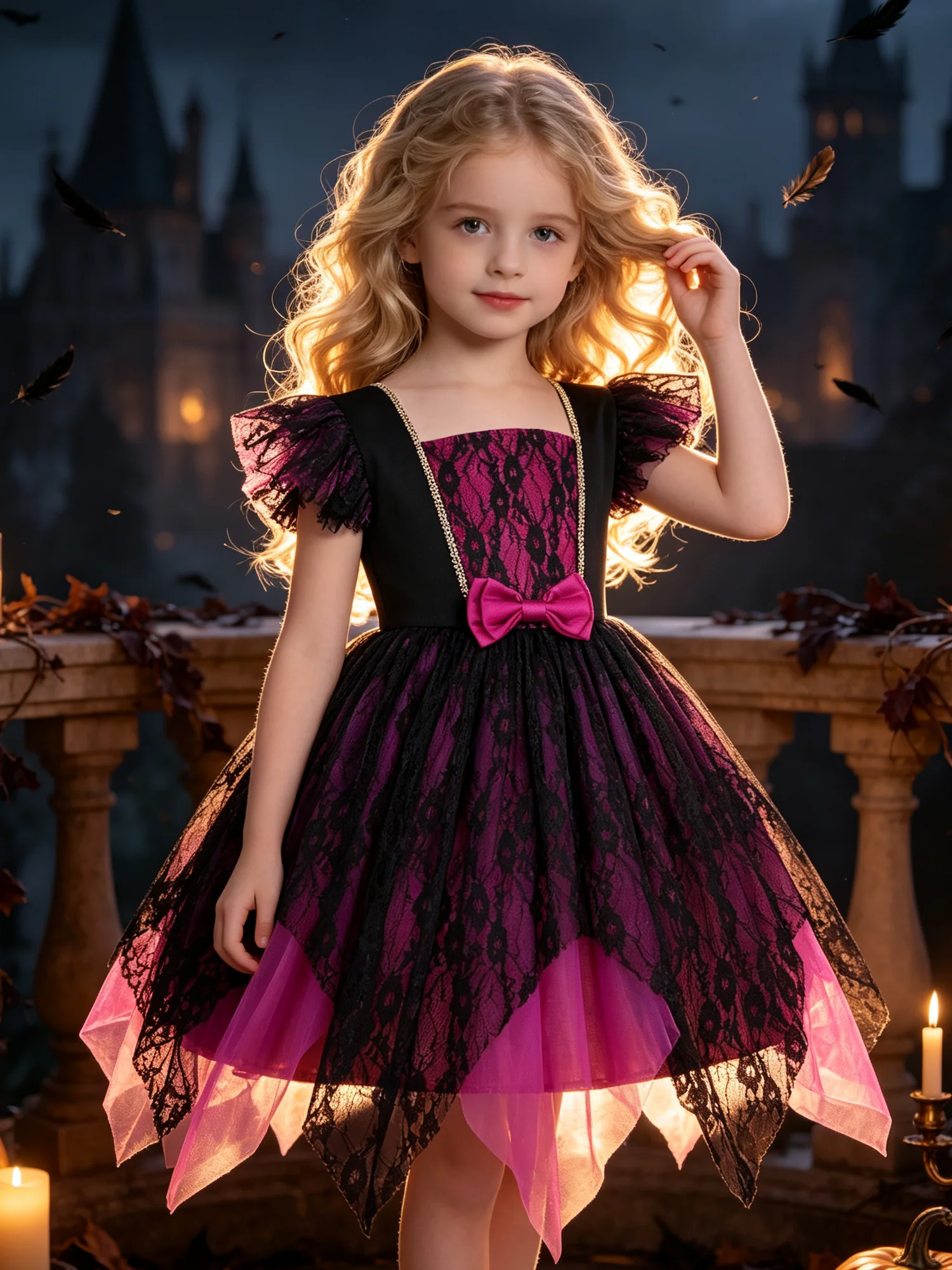 Halloween costume, children's dress for girls, dark gothic vampire princess dress, cosplay costume