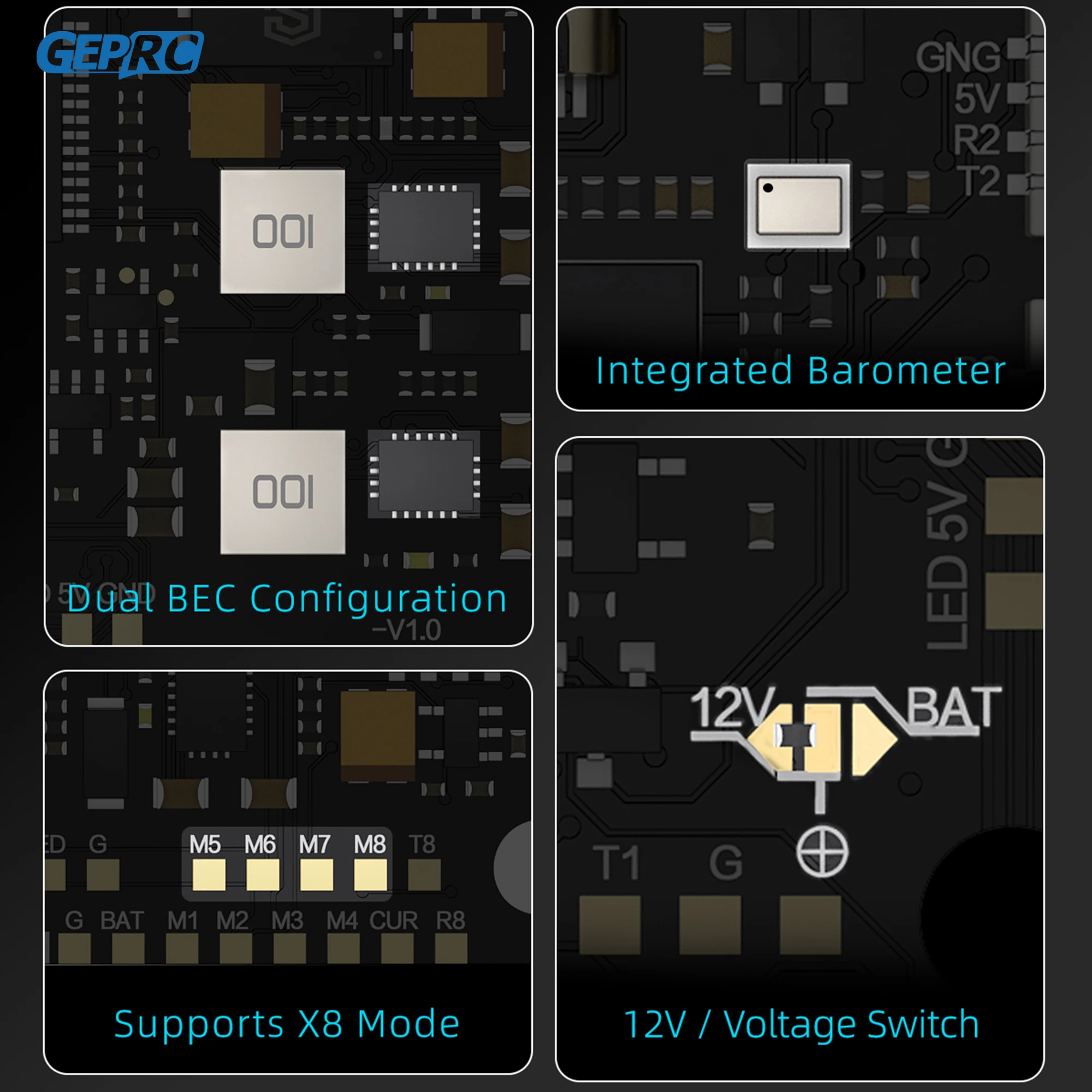 GEPRC TAKER H743 BT 32Bit 65A Stack H743 BT Vluchtcontroller H65_8S_32Bit 65A 4IN1 ESC Dual Gyro voor Racing FPV Drone MOZ7 V2