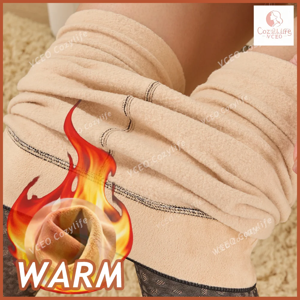 Doorzichtige zwarte panty's Been Afslankend effect Thermisch gevoerde dikke damespanty's Winter Dames Fleece panty's Vlinderpatroon Kous