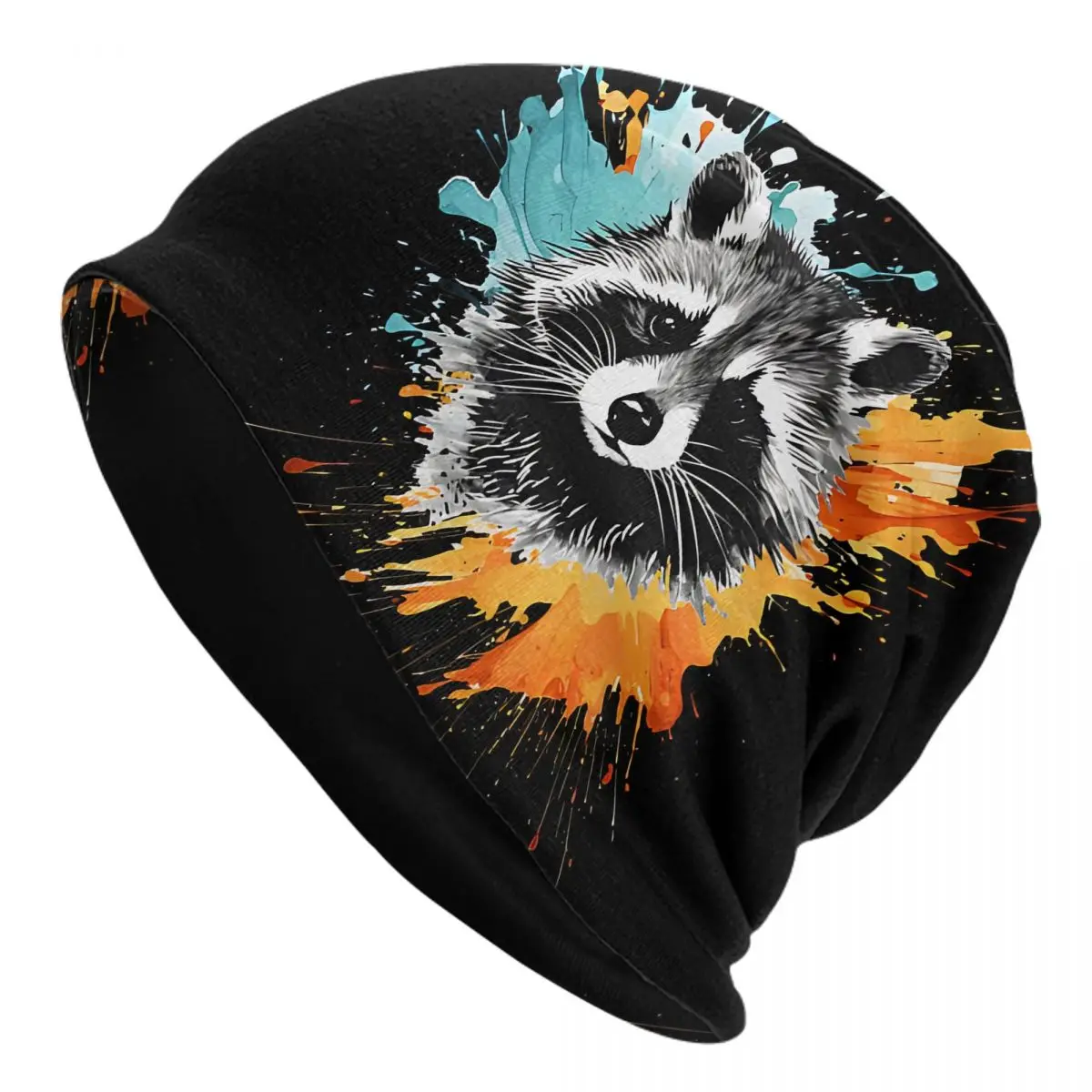 Raccoon In The Color Men Women Thin Beanies Cycling Ski Cap Double Layer Fabric Bonnet Hat