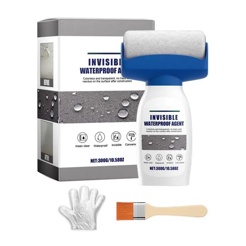 

Invisible Waterproof Agent Waterproof Insulating Sealant Glue Water-Based Odor-Free Coating With Roller And Gloves For Easy