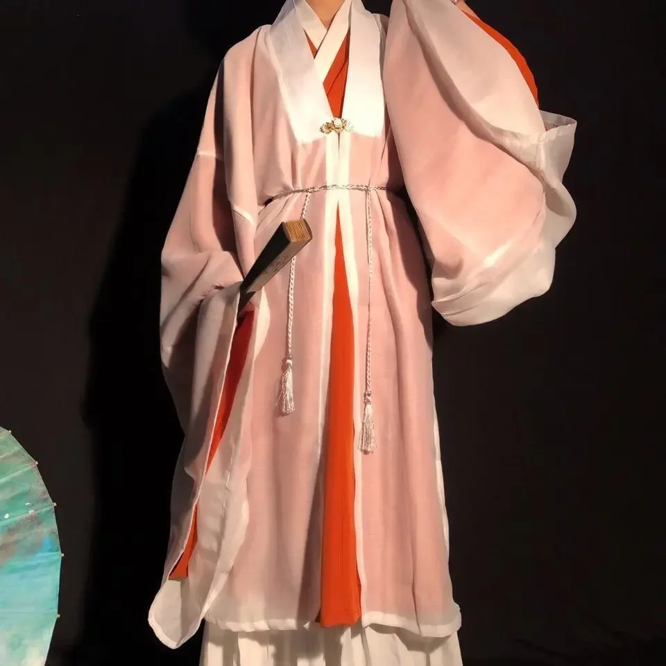 

Super Immortal Elegant Cross Chinese Antique Hanfu Women's Super Immortal Ancient Style Full Waist Solid Color Straight Train