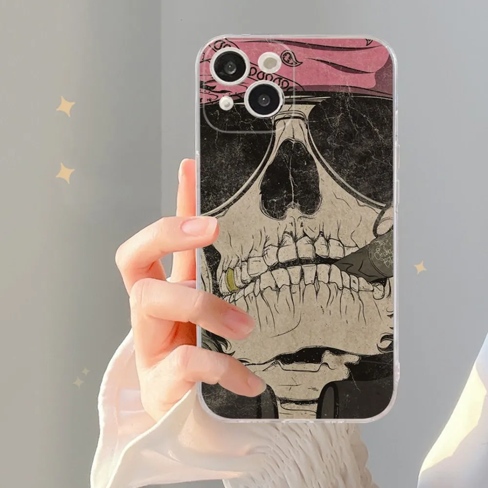 Gothic Fashion Skull Phone Case For IPhone 14 13 12 Mini 11 Pro XS Max X XR SE 6 7 8 Plus Soft Silicone Cover