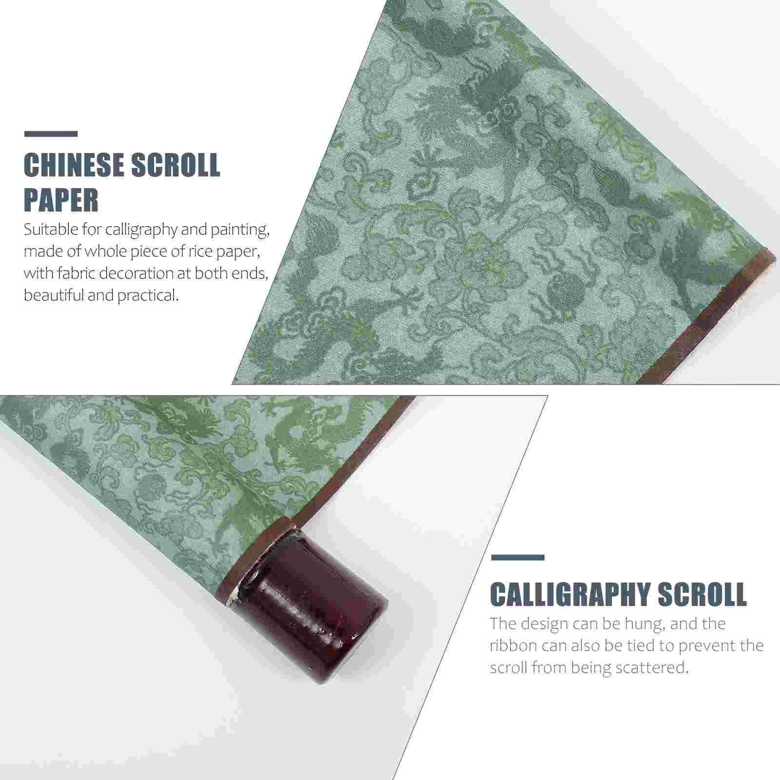 2 Pcs Decor Calligraphy Supply Blank Scroll Paper Poster Chinese Style Painting Hanging