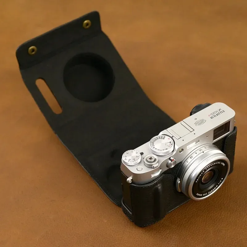 تصميم ل FUJIFILM X100V Fujinon اليدوية جلد طبيعي كامل حماية حقيبة كاميرا كاميرا حافظة الكاميرا