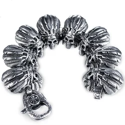 Classic Totem Indians Bracelet Stainless Steel Charm Cross Jewelry Egyptian Mummy Skull Biker Mens Bracelet SYB0008