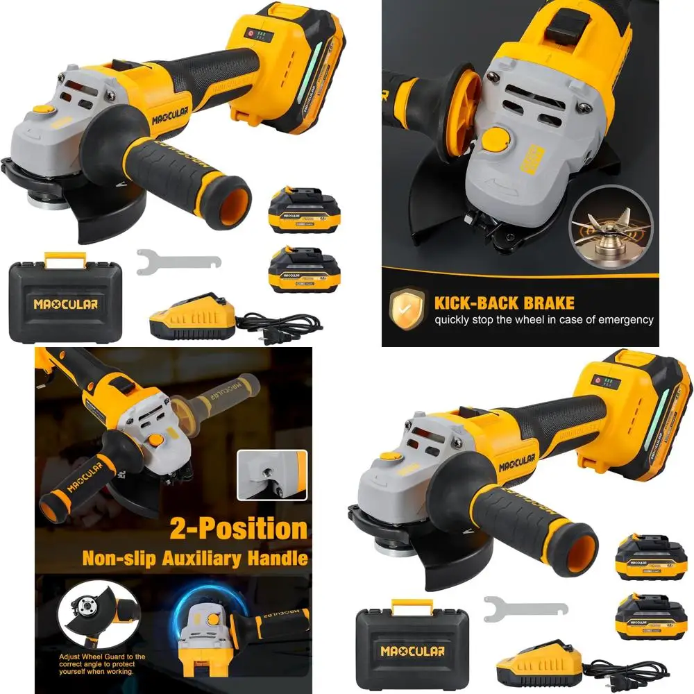 

Угловая шлифмашина бесщеточная с 5 скоростями, 4,0 Ач, 4-1/2 до 5 дюймов, 9600 об/мин для металлообработки