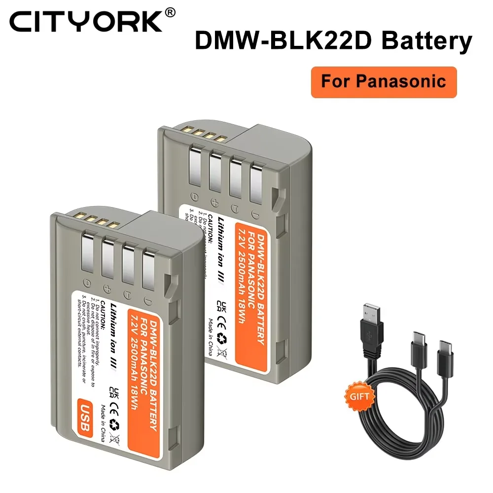 2500mAh DMW-BLK22 BLK22 Battery With Type-C USB For Panasonic LUMIX DC-S5 II DC-S5 IIX S5KL DC-GH6 GH5 II