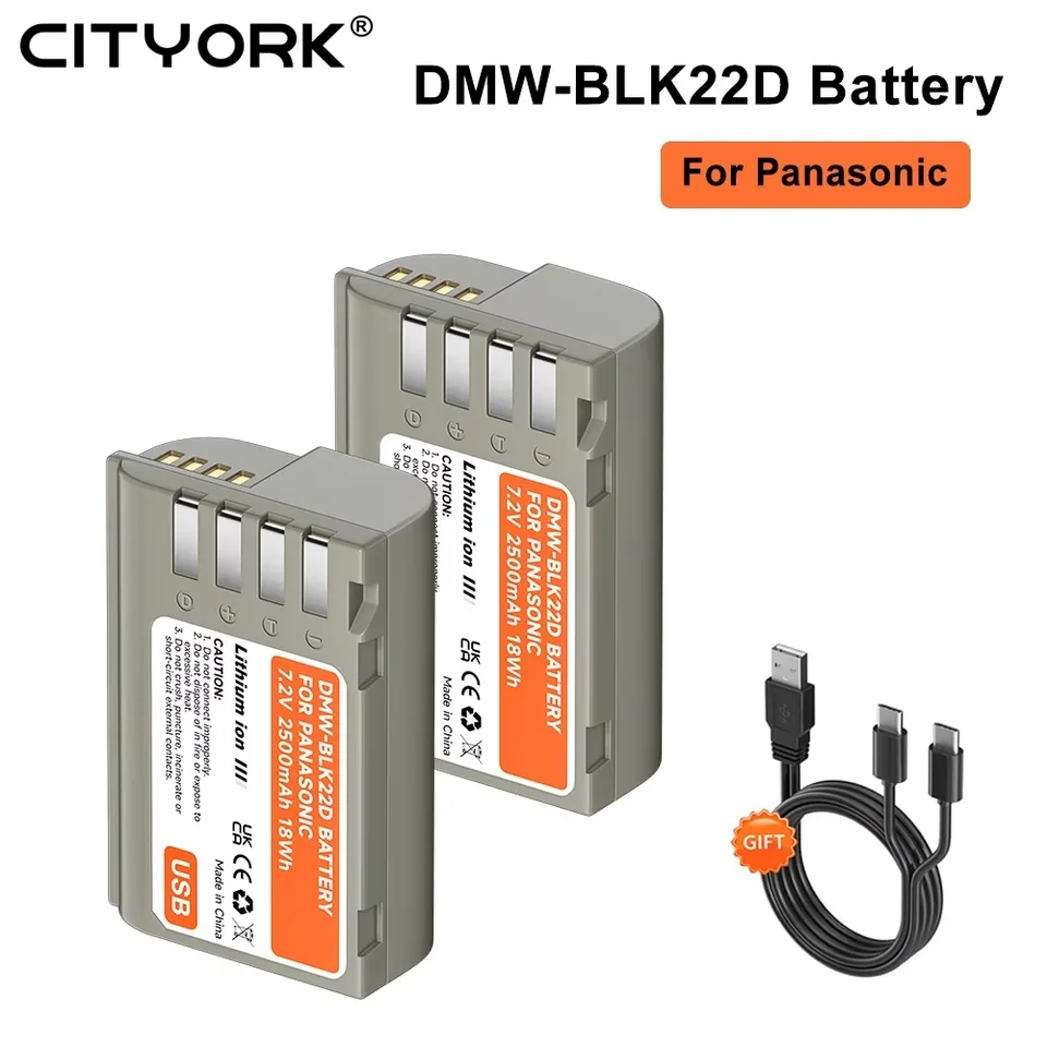2500mAh DMW-BLK22 BLK22 バッテリー タイプ C USB 付き パナソニック