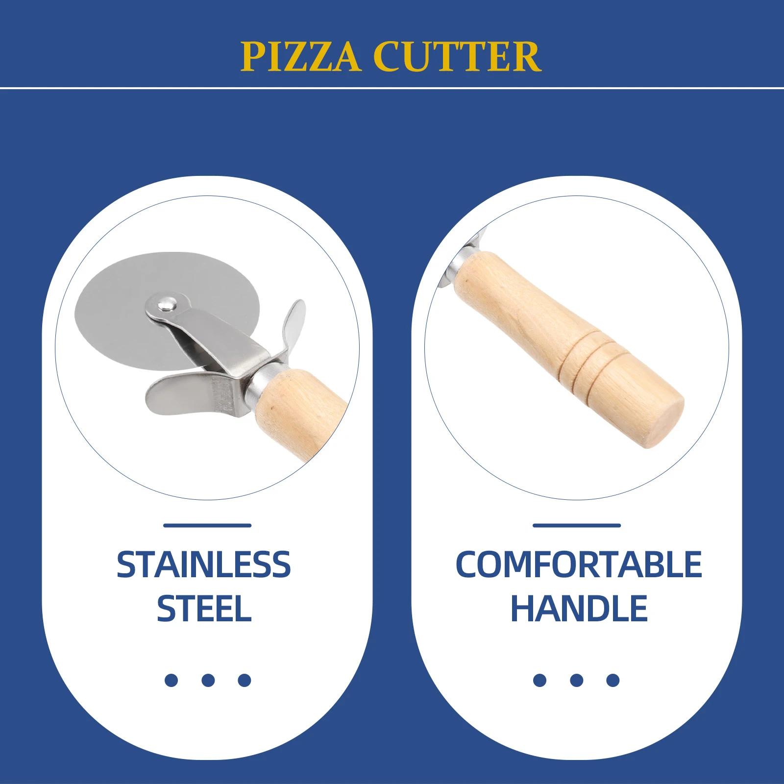 

Baking Pizza Knife Cutting Tool Wooden Handle Stainless Steel Kitchen Pizza Wheel Suitable For Home Bars Restaurants