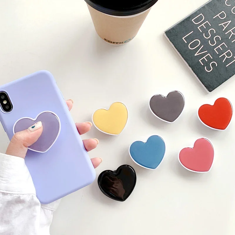 2025 Heart Shaped Phone Socket Holder Finger Grip Bracket Support Telephone for IPhone 15 14 13 Samsung Pocket Socket Stand