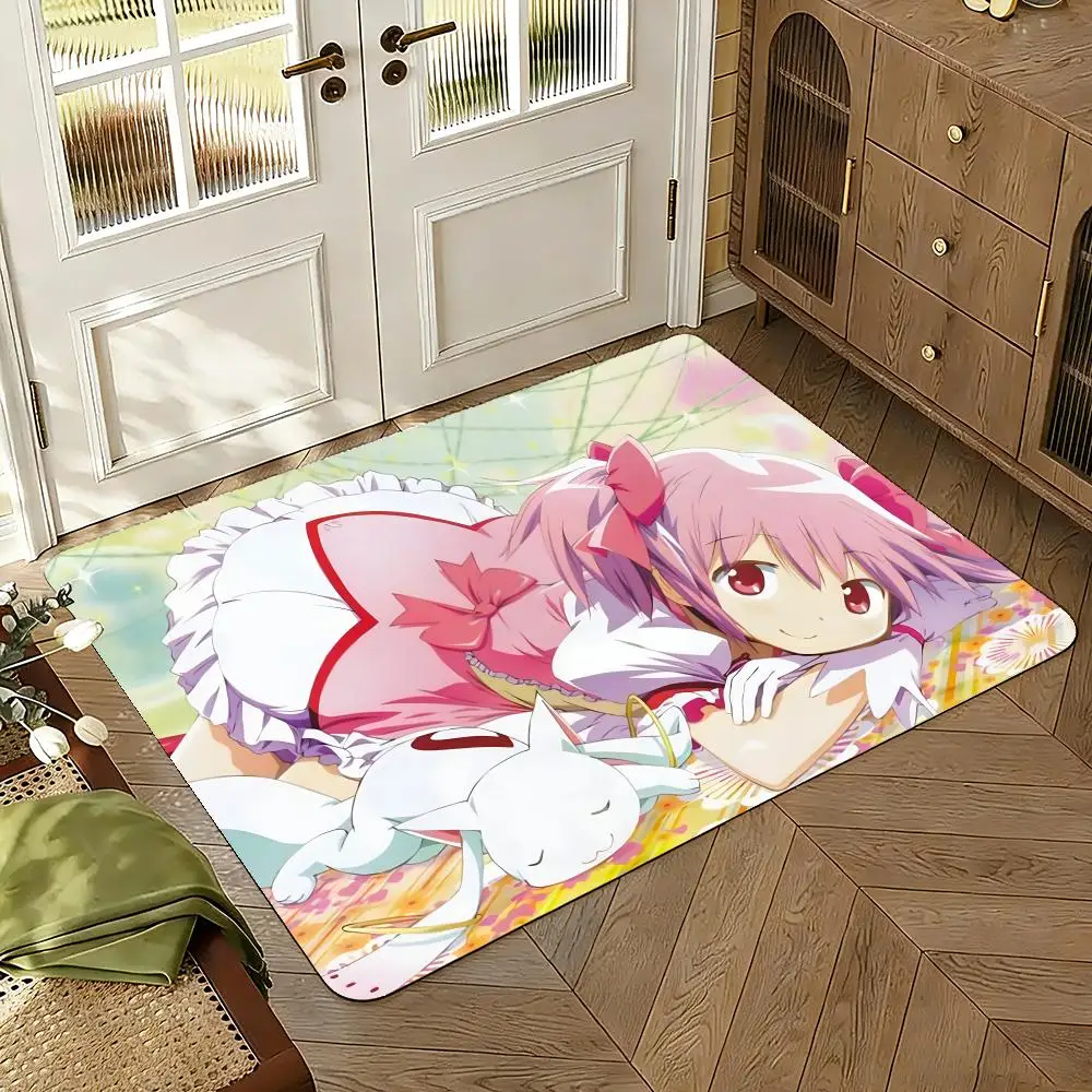 p-Puella M-Magi Madoka M-Magica Floor Mat Bedroom Living Room Flannel Door Mat Non-Slip Home Decor