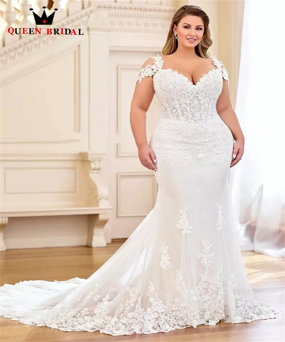 

Plus Size Wedding Dress Mermaid Sweetheart Tulle Lace Beading 2023 New Design Bridal Gowns Custom Size MK01