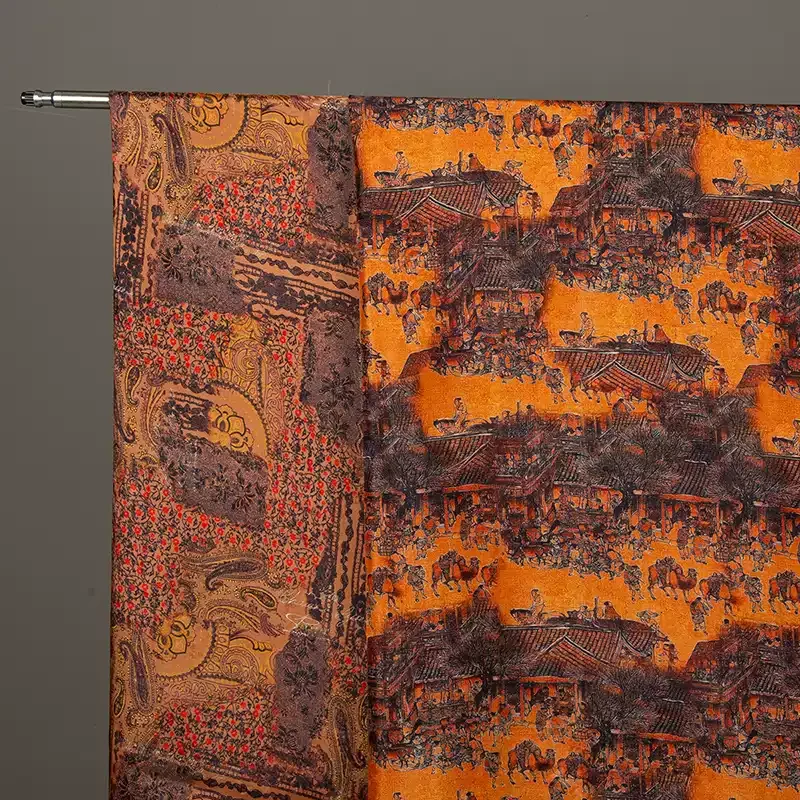 Pure artificial silk printed fabric is suitable for DIY sewing fabric by hand