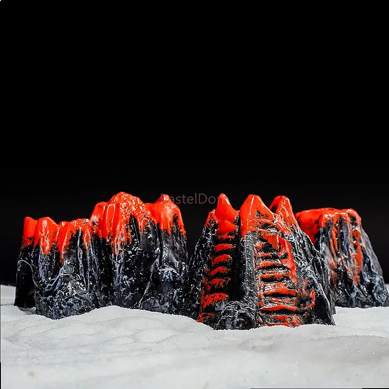 Aquarium Decoration Simulated Volcano Resin Ornament with Oxygen Pump Hole for Fish Tank Landscape