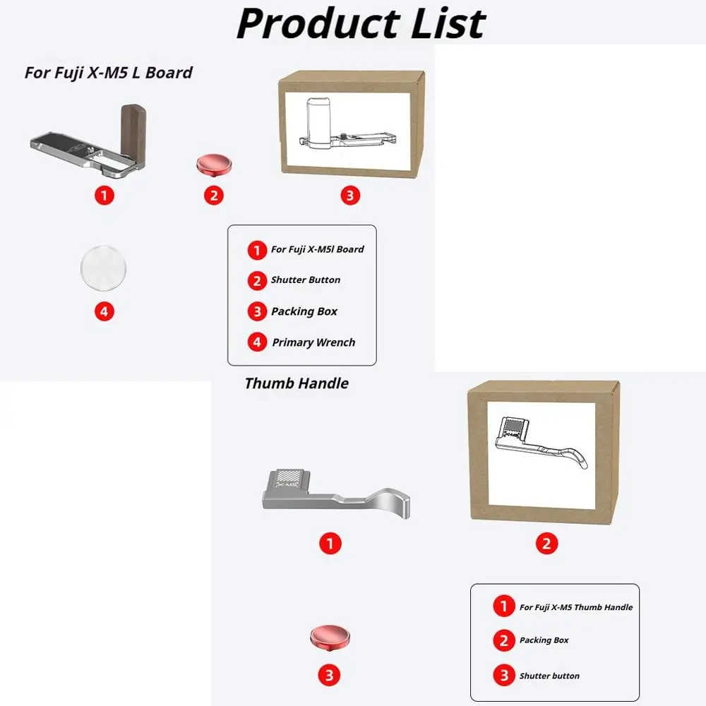 New Camera Expansion Kit L Plate Solid Wood Handle Quick Release Durable Finger Grip Aluminum Shutter Button Kit for Fuji X-M5