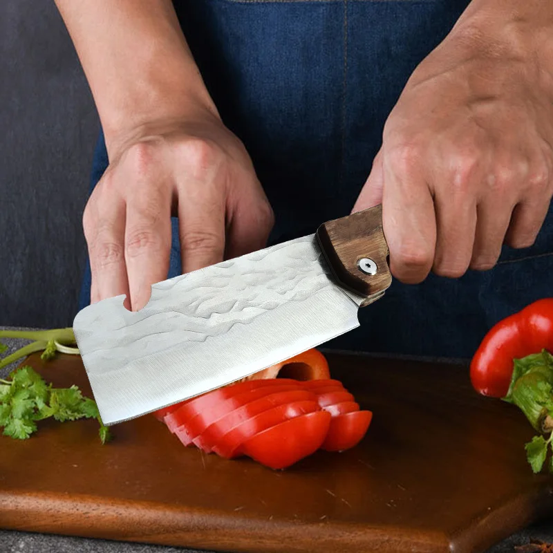 Folding Cleaver Knife Forged Stainless Steel Kitchen Knife Meat Fish Fruit Slicing Knife Butcher Boning Knife Kitchen Accessorie