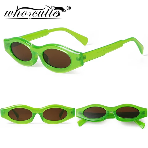 Imagen 2 del producto LAURINNY, nueva moda, gafas De Sol ovaladas estrechas, diseño De marca para hombres y mujeres, montura De tortuga, gafas De Sol marrones y verdes, gafas De Sol UV