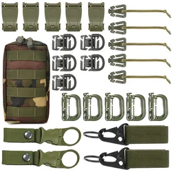 Kit of 25 Molle Accessories Molle Attachments Clips and Straps with Pouch for 1