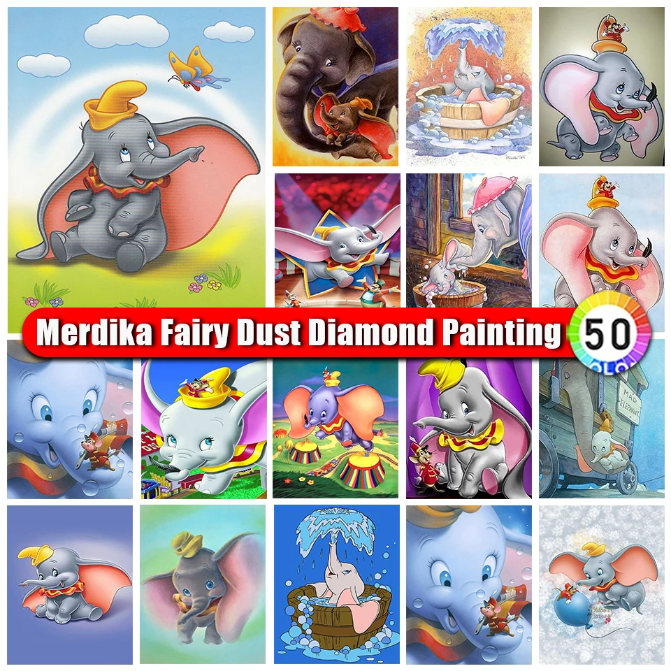 

Merdika Fairy Dust Disney Diamond Painting Dumbo Mosaic Cross Stitch Embroidery Cartoon Picture of Rhinestones 5D DIY Handicraft