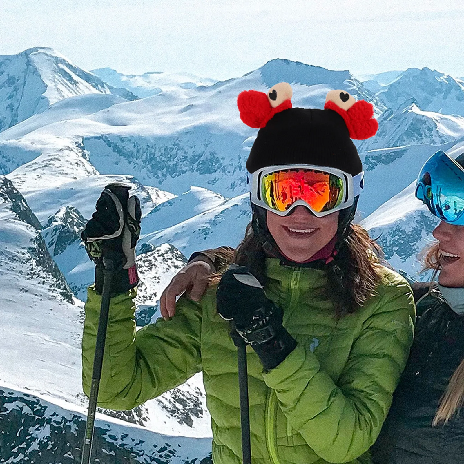 

Cartoon Crab-Head Ski Cover Soft Yarn Decorative Protective Cover Noise Reduction Washable Skiing Protector