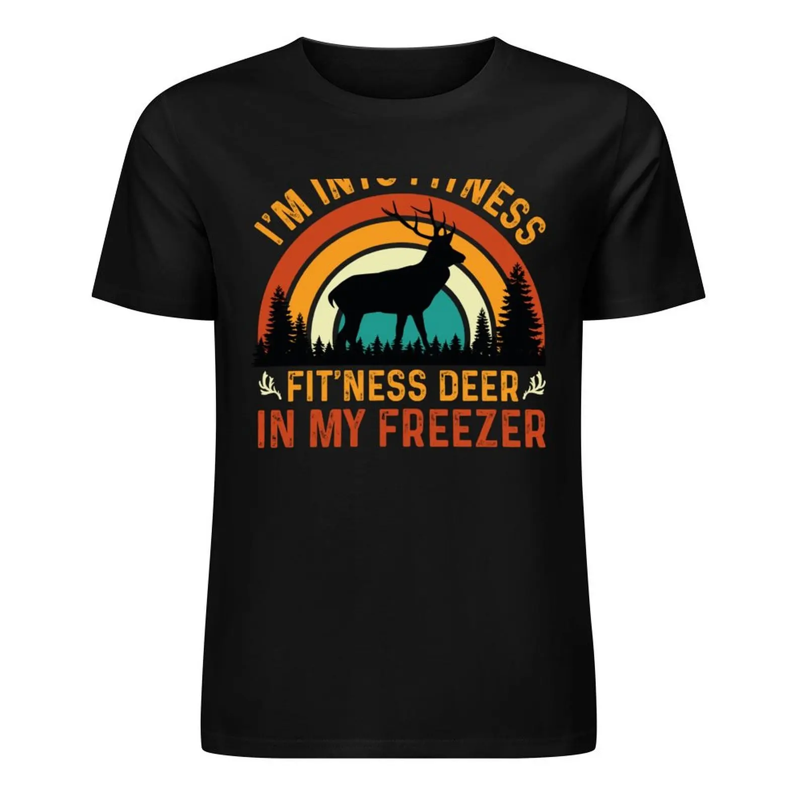 Funny I'm Into Fitness Fit'Ness Deer In My Freezer Deer T-Shirt oversized graphic tee shirt cotton t shirt men