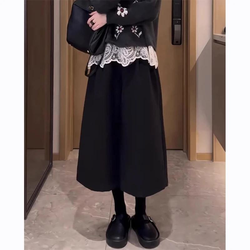 

Шерстяные широкие брюки Bla для женщин, осенне-зимние, утепленные, свободные, больших размеров, повседневные, прямые, длиной 7/8