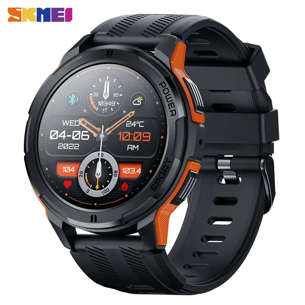 Skmei-Smartwatch Amoled, 1.43 ", 1atm, impermeável, pedômetro, monitor de freqüência cardíaca, chamada Bluetooth, relógio inteligente para Android, IOS, 410mAh