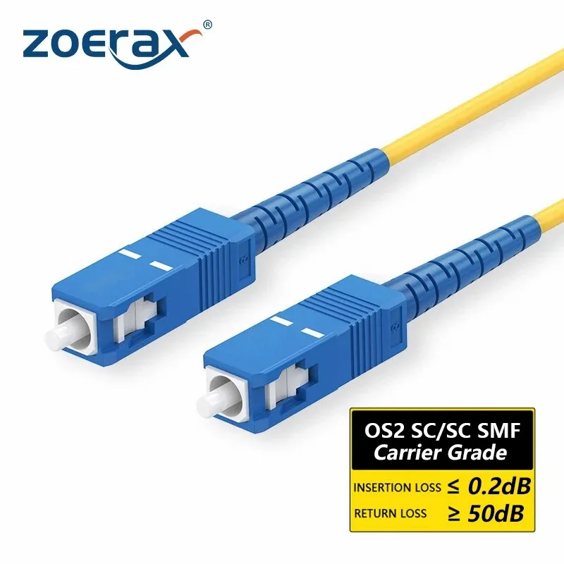 ZoeRax OS2 SC to SC UPC Fiber Optical Patch Cable 3.0mm Singlemode Simplex SMF 9/125μm LSZH Optical Patch Cord