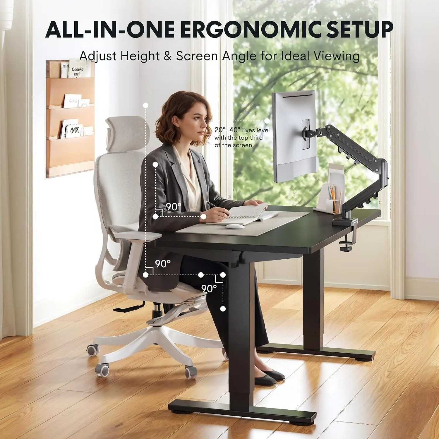 Standing Desk with Monitor Mount 48x24 Inch Adjustable Height Home Office Black, Customized
