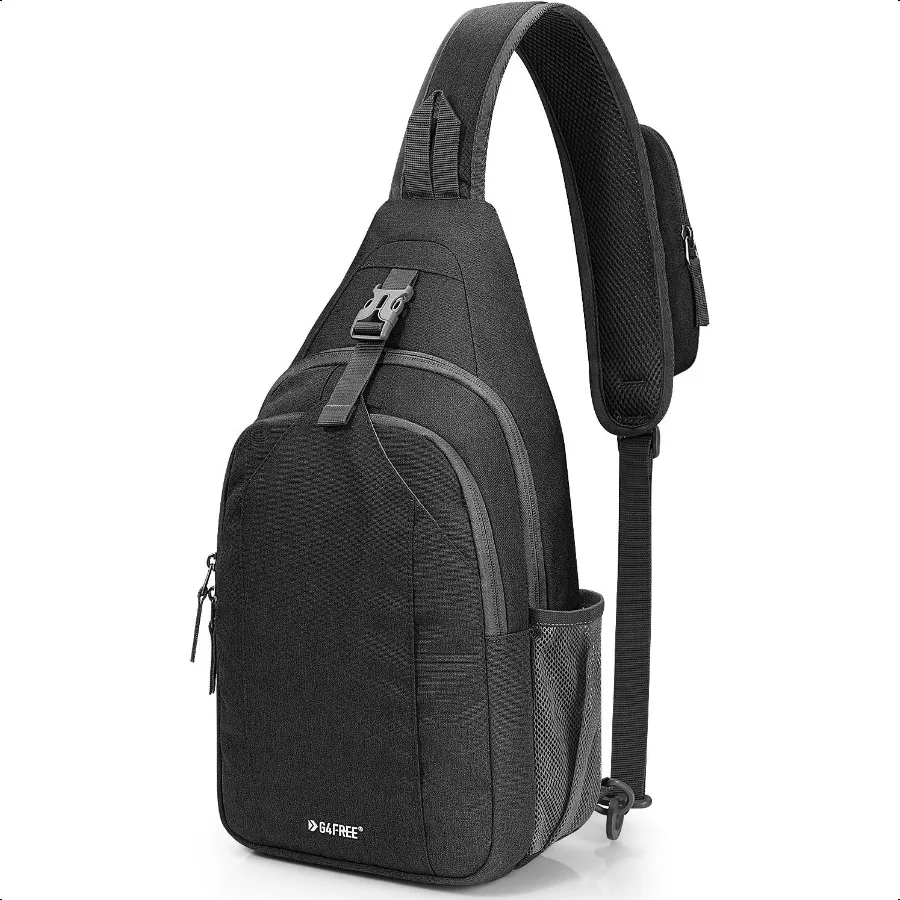 

Sling Bag RFID Blocking Sling Backpack Crossbody Chest Bag Daypack for Hiking Travel Black