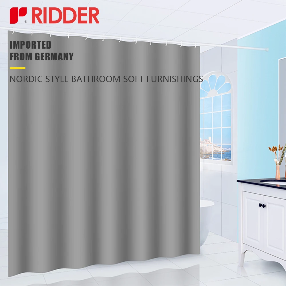 RIDDER Elegant Retro Silver Shower Curtain,Waterproof PEVA Shower Curtains for Bathroom,Modern Hotel Style Translucent 180*200cm