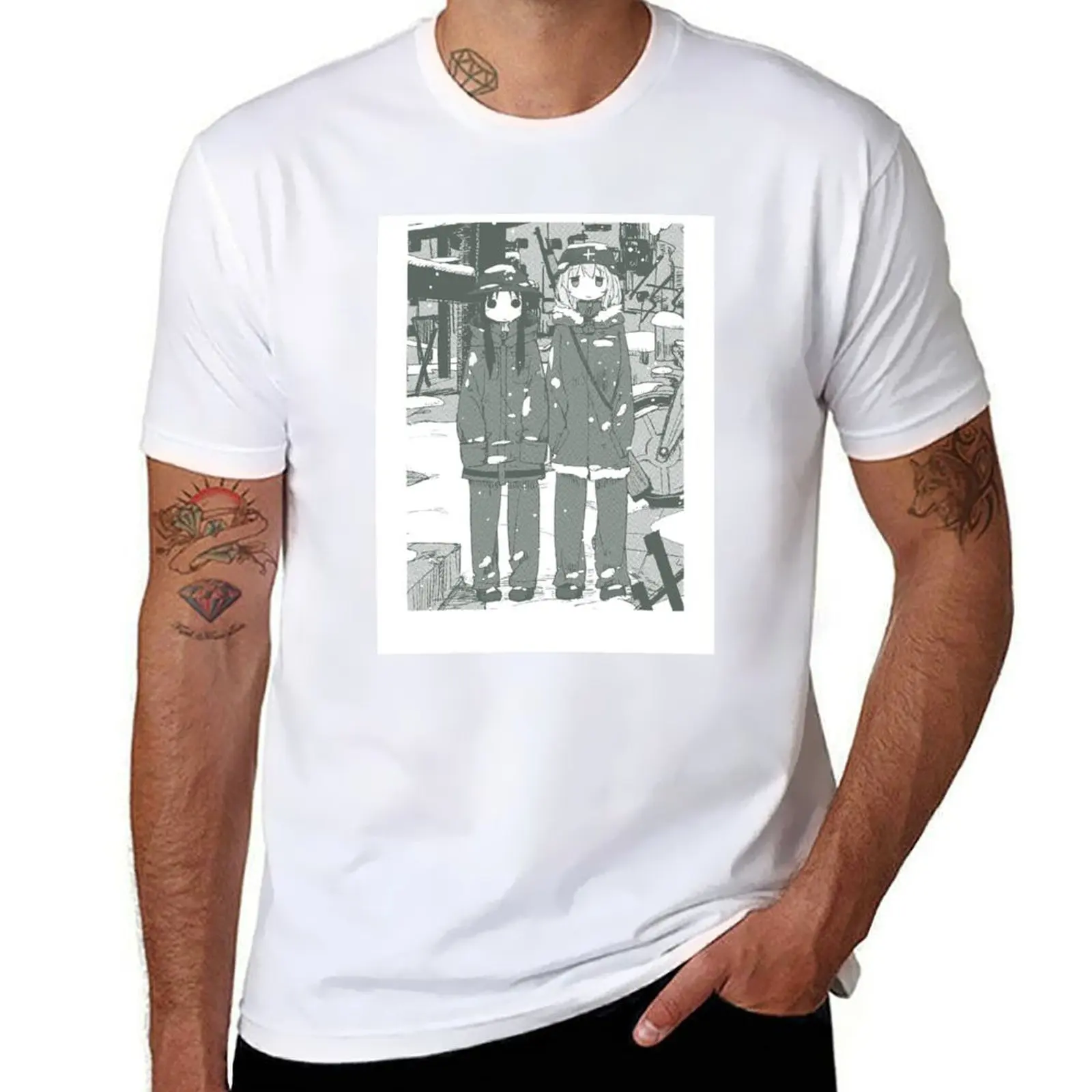 

Girls' Last Tour / Shōjo Shūmatsu Ryokō : Girls Framed Army Green T-Shirt man t shirt summer t shirts designer