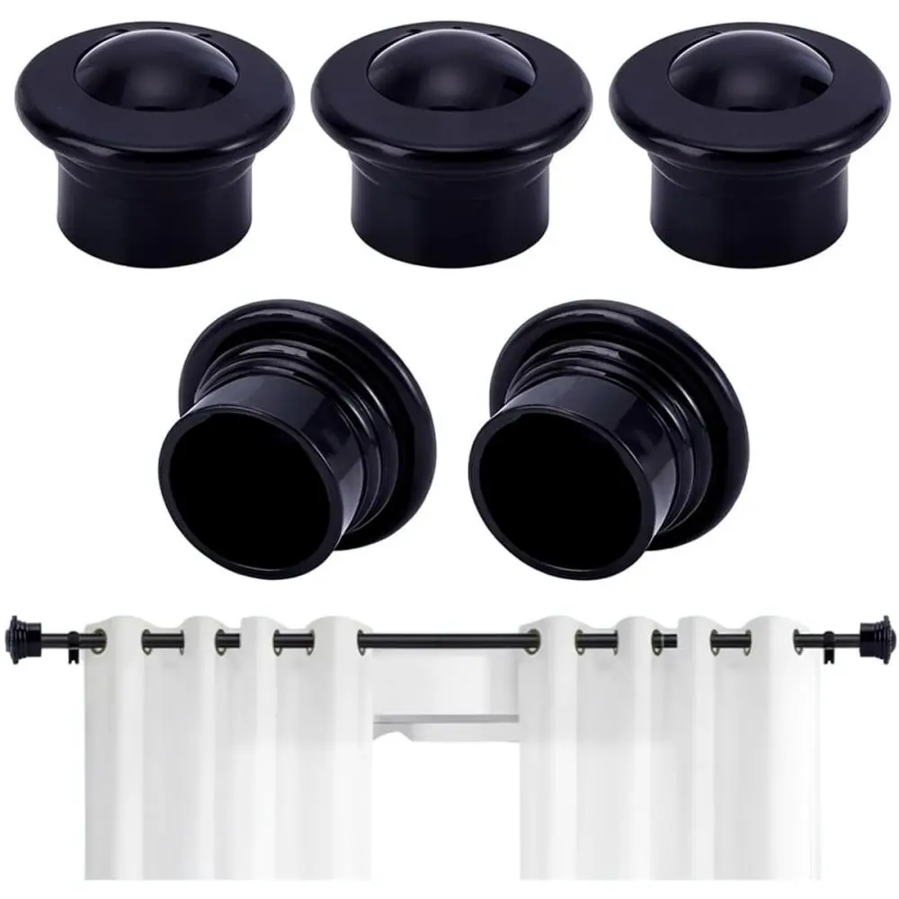 For Siyu Curtain Rod Finials Decorative Pole End Caps Black Plastic Drapery Hardware Accessories Set For Window Treatment